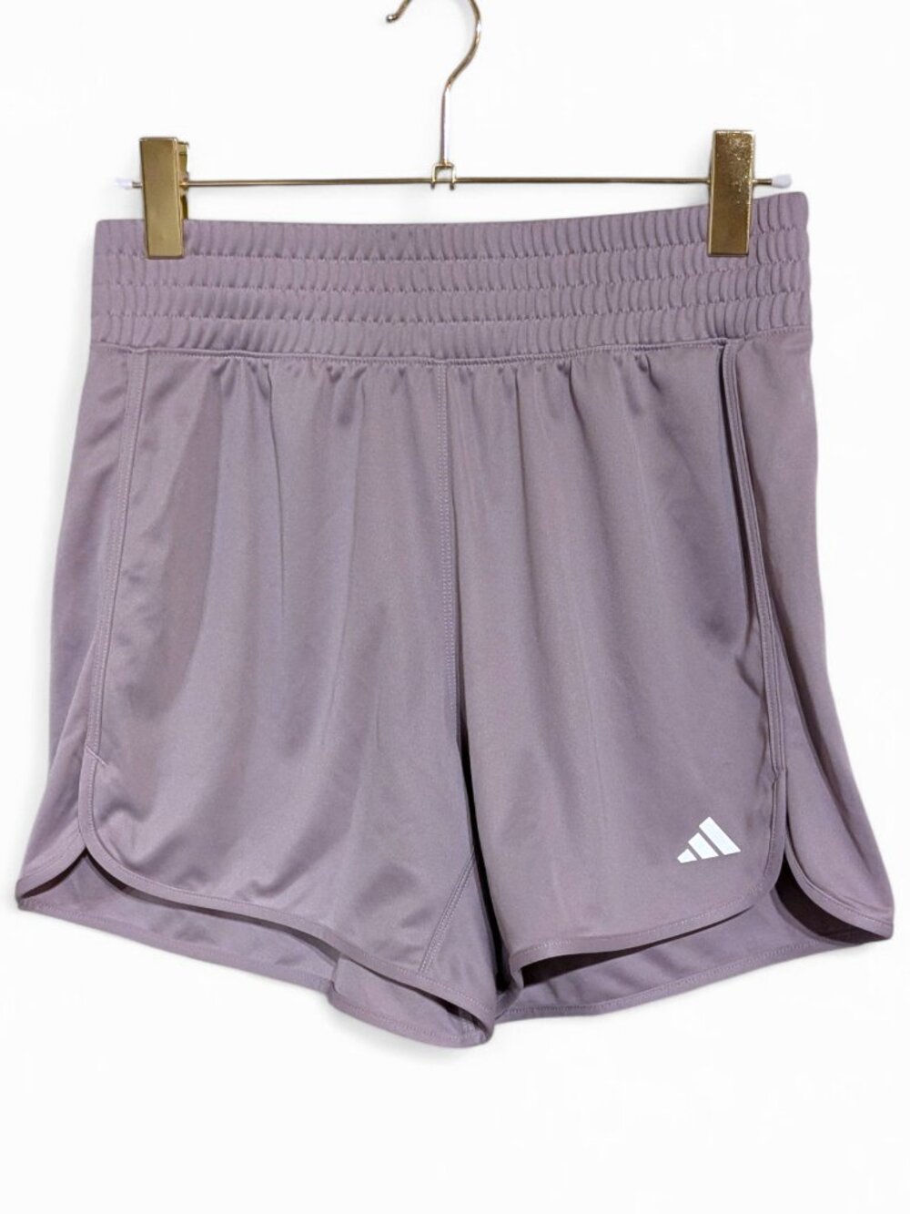 💜 NWOT Adidas Pacer Essentials Knit High-Rise Shorts Sz M Pre-Loved Fig Color💜